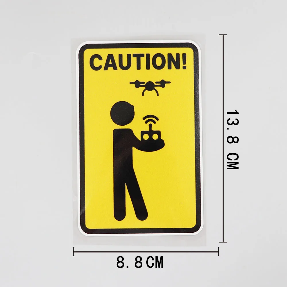 Decal Caution Figure The Control Drone PVC Car Sticker 8.8CM×13.8CM