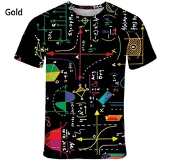 New Fashion Mathematical Formula 3D Printed Men's T-shirt Casual Short Sleeve Formula Round Neck Plus Size Top