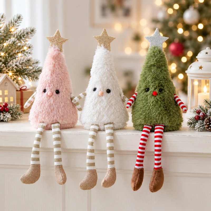 1PC Christmas and New Year decoration, plush long legs tree top star ornament, Christmas Eve atmosphere ornament, holiday gifts.