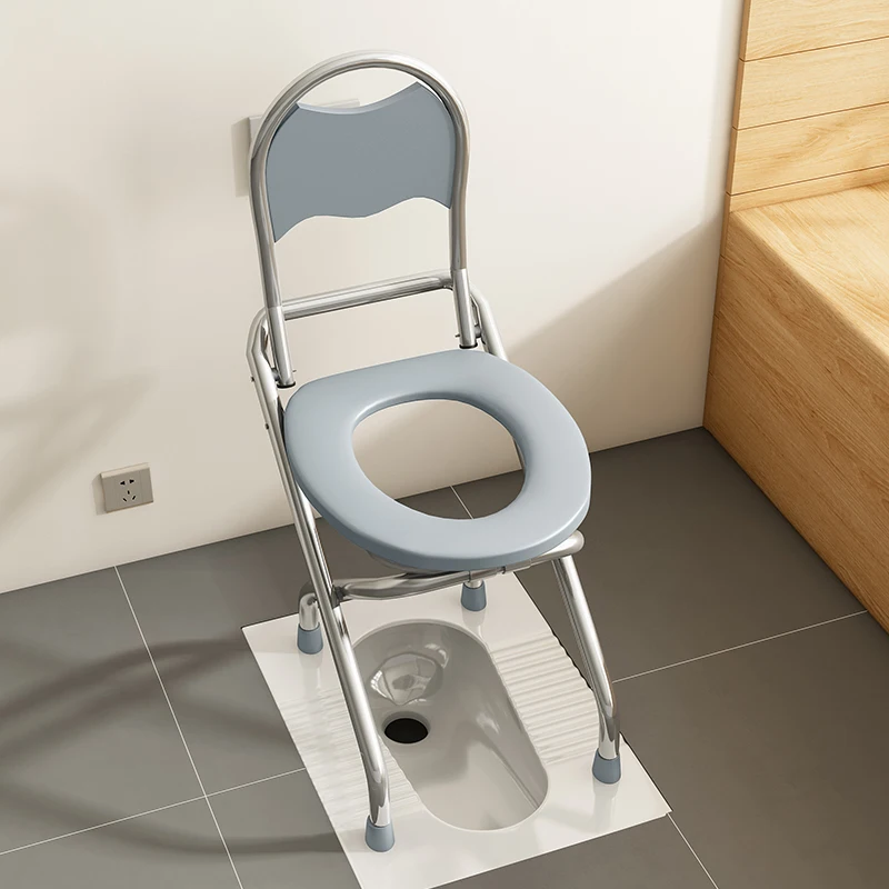 Sitting stool elderly sitting stool pregnant women mobile toilet can fold stainless steel patient toilet chair squatting toilet