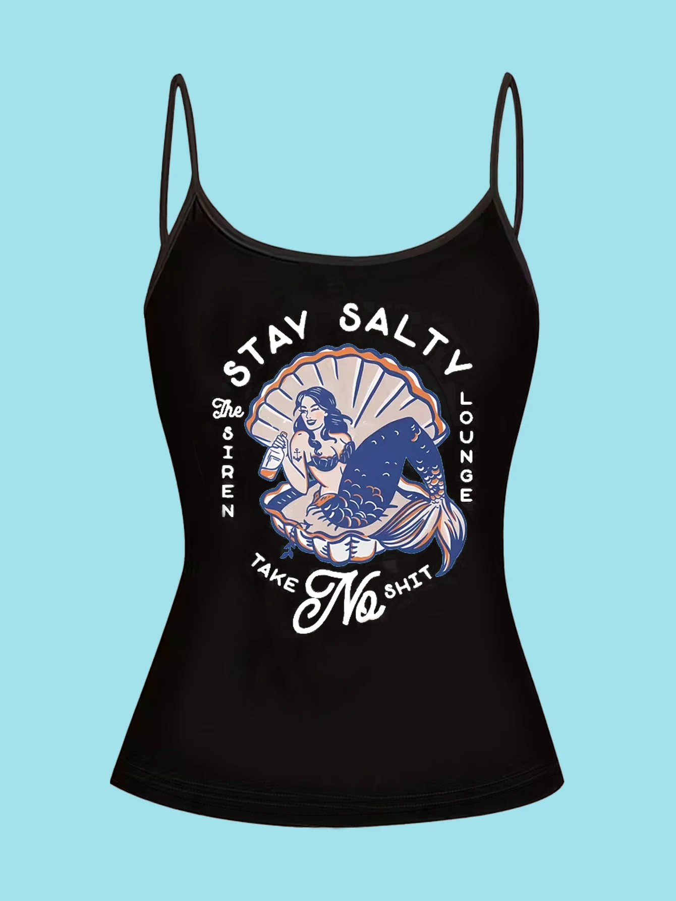 4-Piece Set of Funny and Satirical Printed Camisoles for Women: Mermaid, Sloth, Jesus, Raccoon, Rainbow, Thin Strap, Slim Fit, Sleeveless Tops