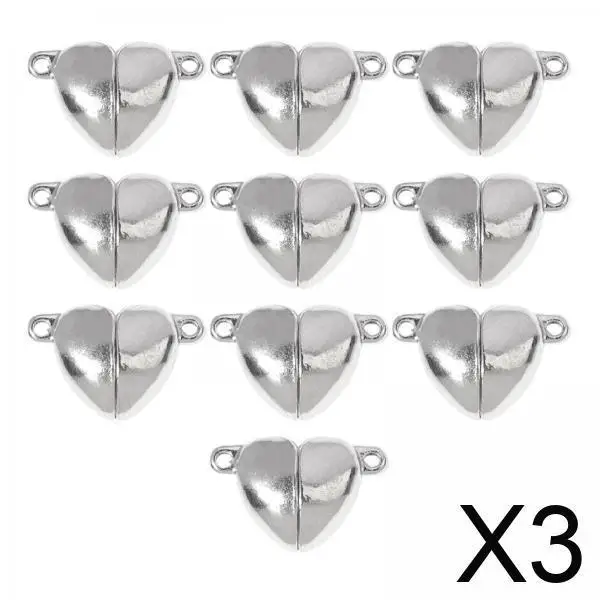 

3xJewelry Locking Connector Necklace Making Heart Shape 10pcs