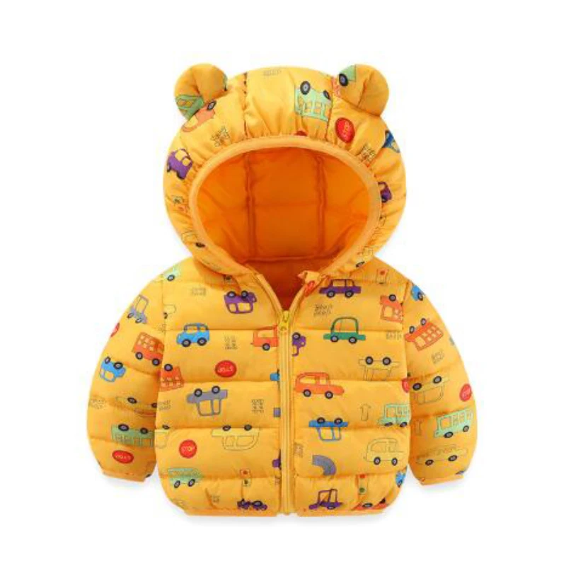 Winter warm down hooded jacket sweet cartoon print boy girl 0-6 year old 2023 Korean version new fashionable children\'s clothing