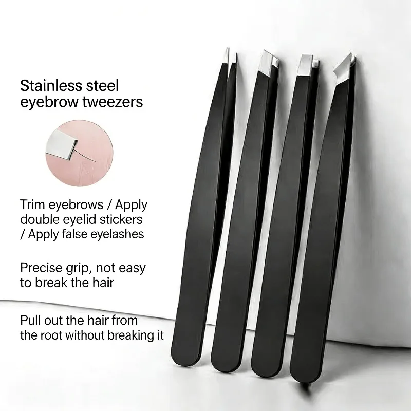 Stainless Steel Precision Tweezers, High-Density Non-Slip Pointed Tip, Professional Eyebrow Trimming Facial Hair Removal Tool