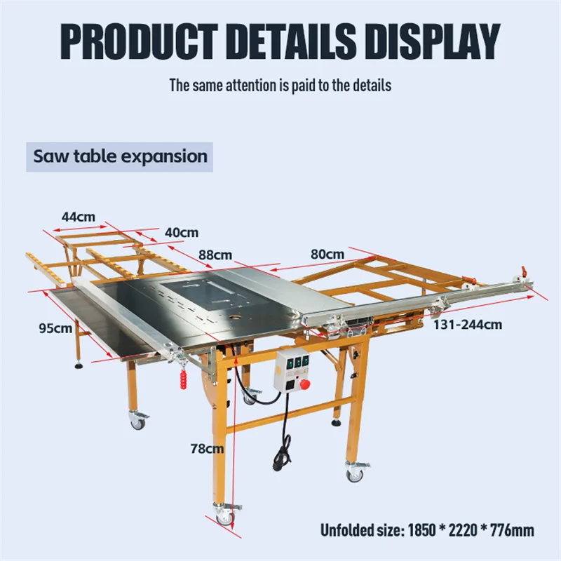 Rocker Arm Sliding Table Panel Saw 45-90 Degree Cutting Machine Multifunctional Folding Woodworking Panel Saw