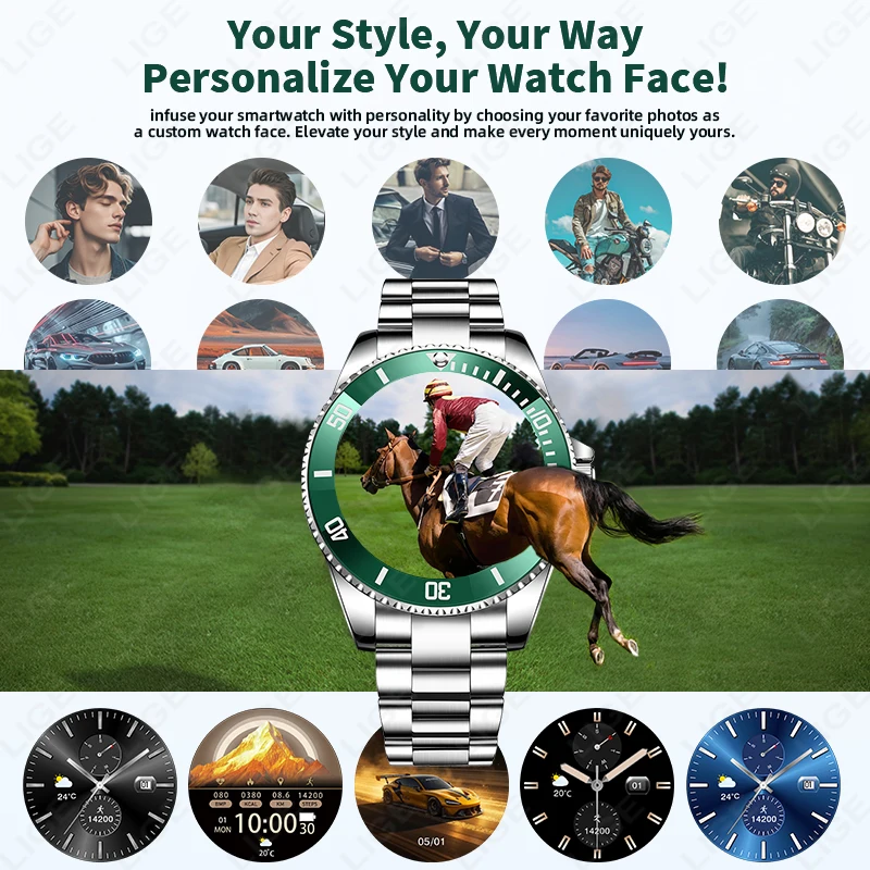 Original LIGE Smart Watch 100+ Sports Modes IP68 Waterproof 1.27'' HD Screen Bluetooth Call Smart watchs for men Android IOS New