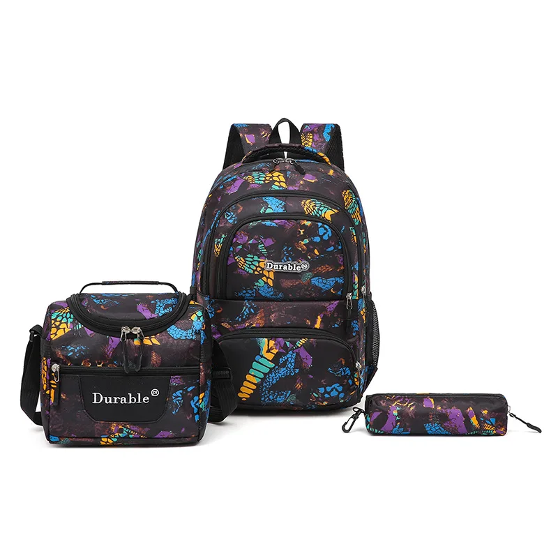 Children School Bags for Boys Set Schoolbag Primary Book Bag School Backpack with Lunch Bag 3Pcs Kids Waterproof Travel Rucksack