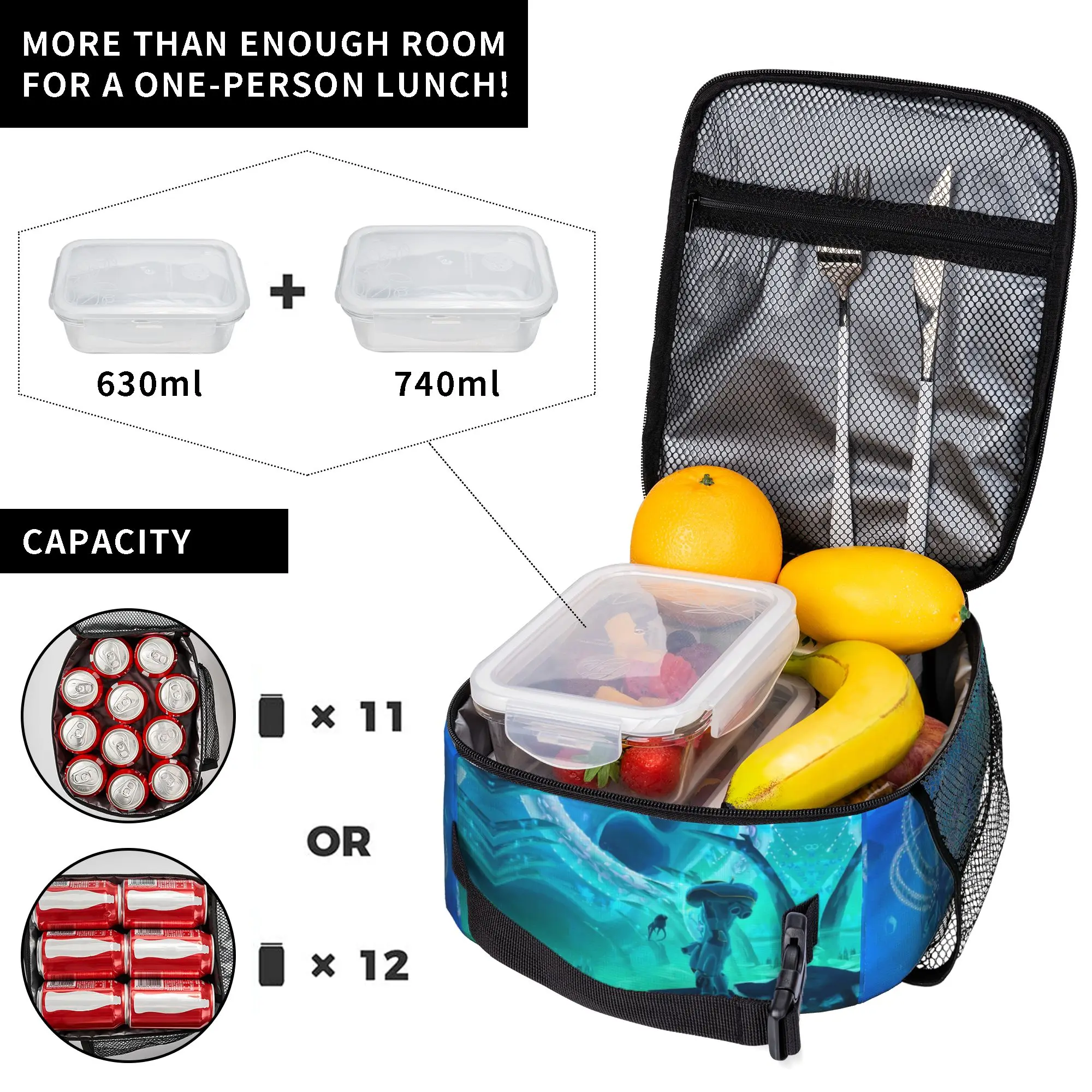 Subnauticas Deep Sea Game Insulated Lunch Tote Bag for Work Adventure Creature Portable Cooler Thermal Large Size Bento Bags