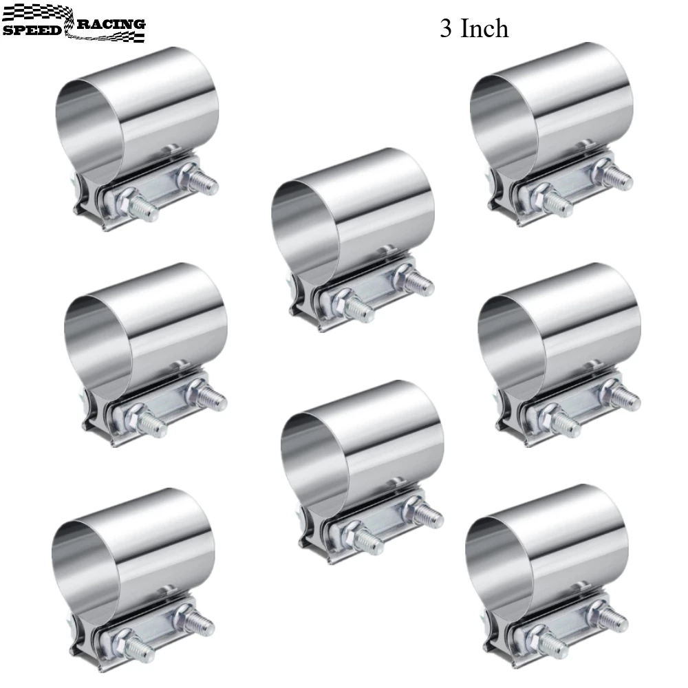 

8 шт., 3-дюймовый 3-дюймовый стыковый соединитель, муфта для выхлопного зажима T304, нержавеющая сталь