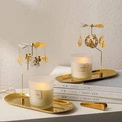 Tray Rotating Candle Holder Aroma Candle Romantic Revolving Lamp Windmill Spinning Tea Light Candlesticks Christmas Day Gift