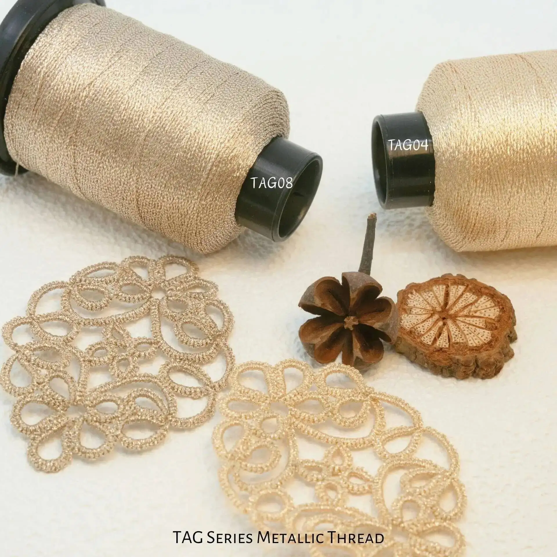 Sanbest 4 Strands Metallic Tatting Thread Set for Shuttle Tatting Lace DIY Handmade Bracelet Earring Macrame Yarn Craft