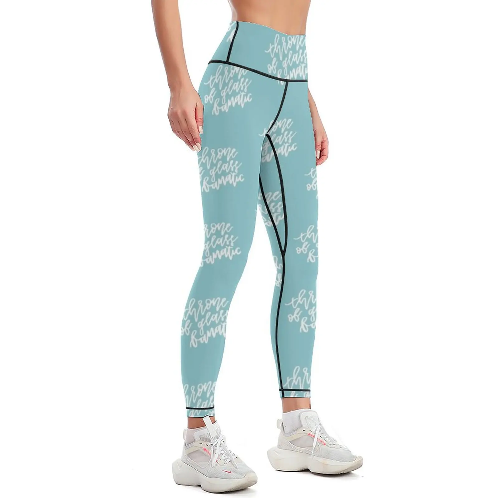 Throne of Glass Fanatic - white on light blue Leggings Clothing fitness fitness set gym Women's sportswear Womens Leggings