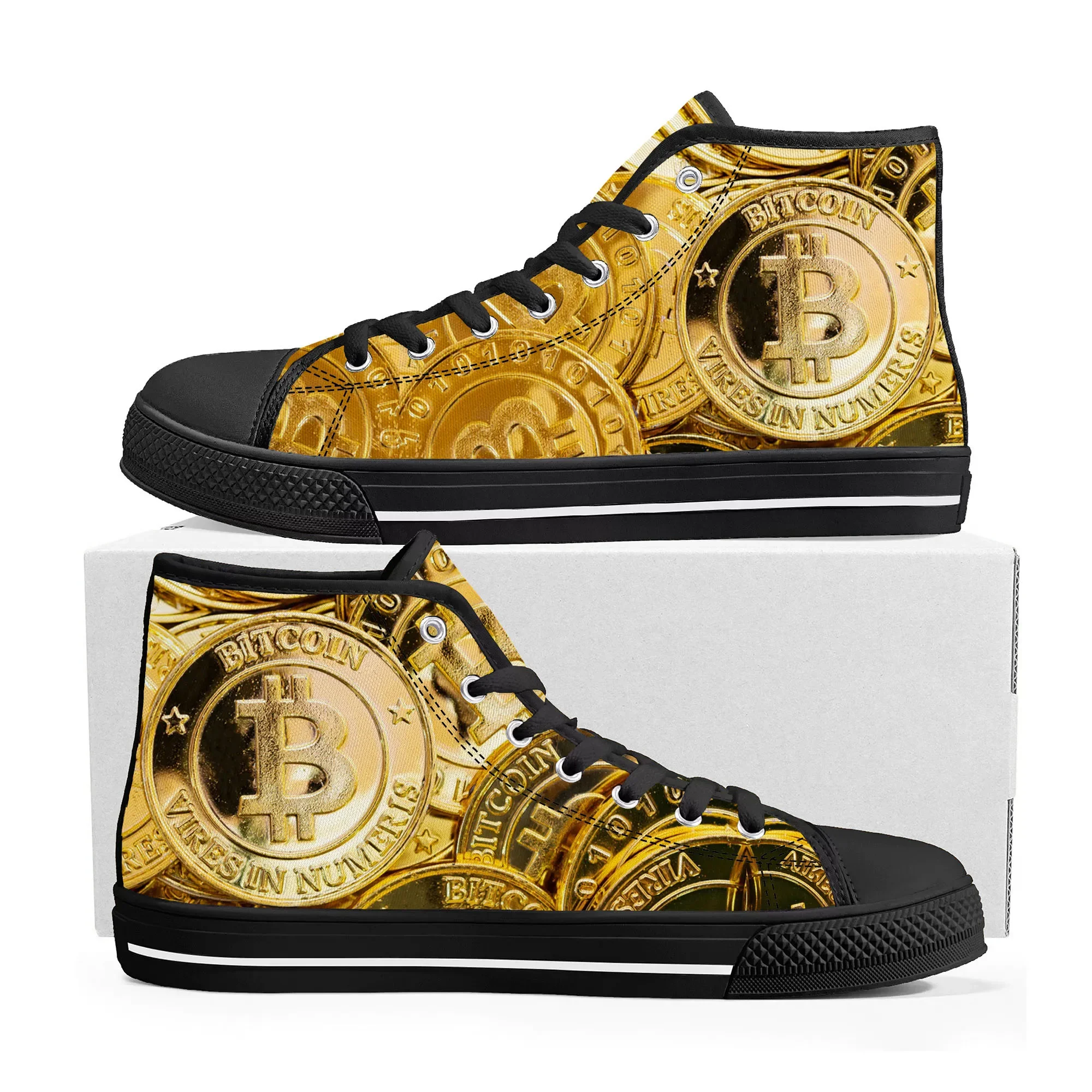 Bitcoin Cryptocurrency Miner BTC Coin High Top Sneakers Mens Womens Teenager Canvas Sneaker Casual Couple Shoes Custom Shoe