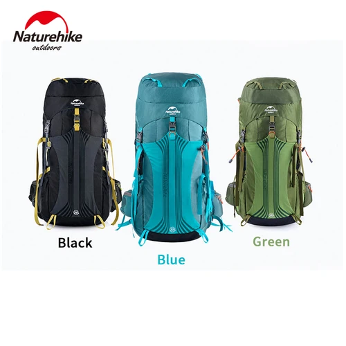 네이처하이크 배낭 방수 배낭, 큰 배낭, 캠핑 등산 하이킹 여행 가방, 레인 커버 포함, 45L, 55L, 65L
