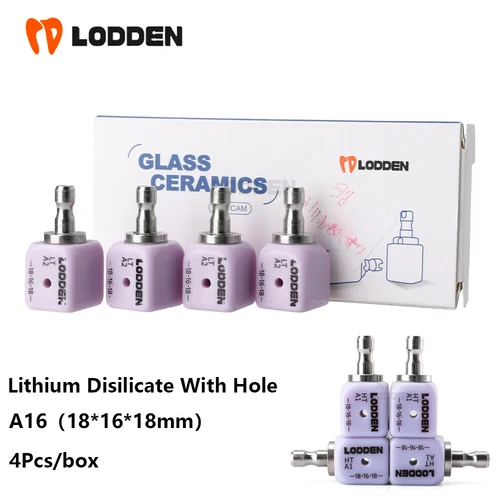 Imagen 2 del producto LODDEN 4 unids/caja disilicato de litio Dental A16 HT/LT A1/A2/A3 cerámica de vidrio con agujero para implante de carillas de porcelana CAD CAM