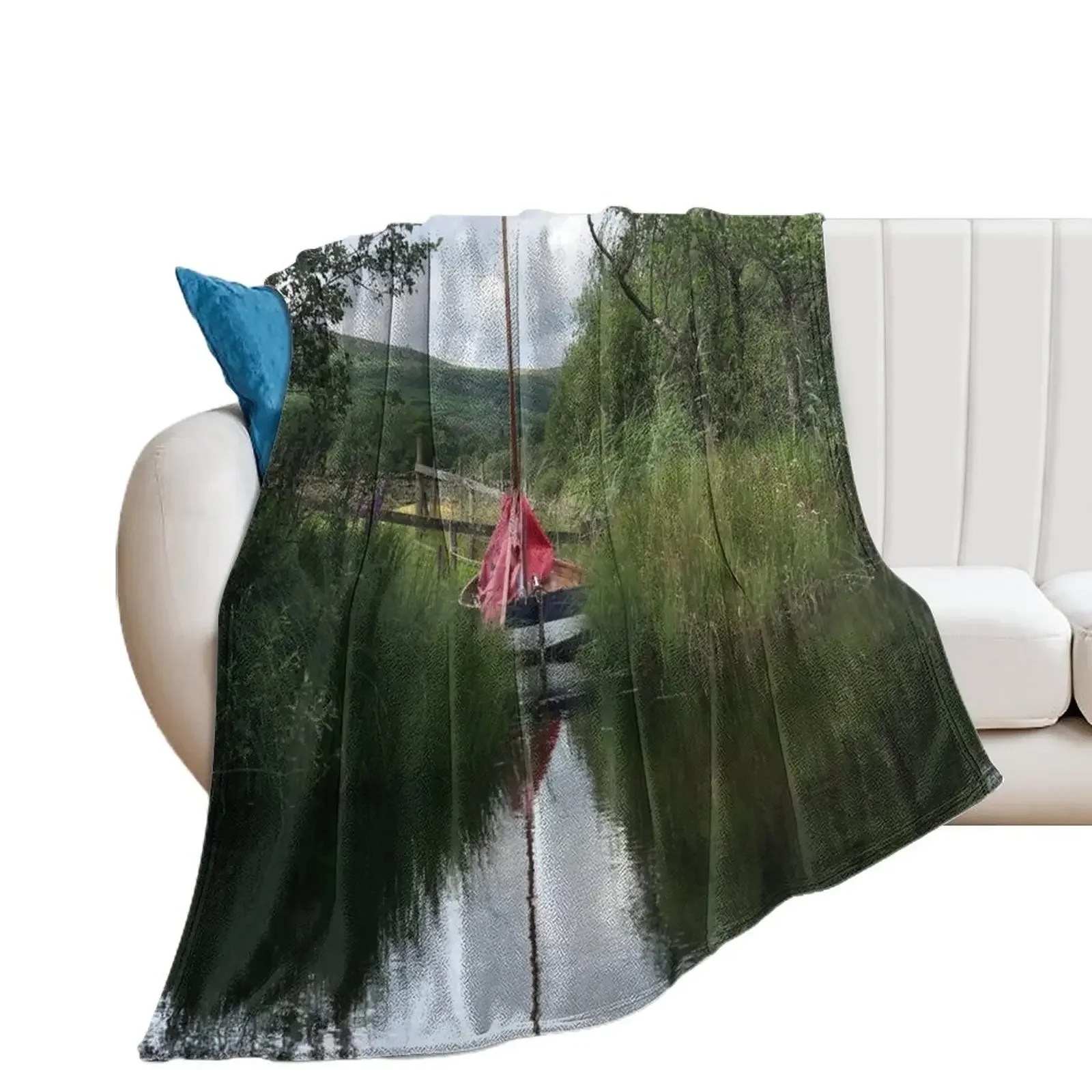 

Mirror Dinghy in the lake with a reflection Throw Blanket blankets and throws Decorative Throw Sofa Blankets For Baby Blankets