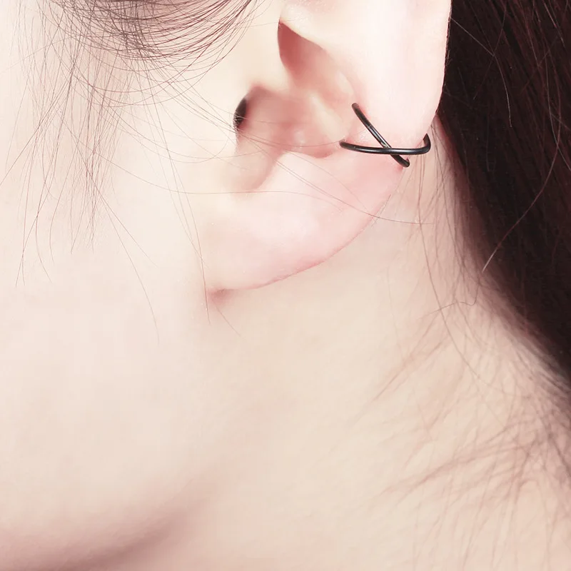 Clip Earrings Simple Cross Earrings For Women Brincos Earing Oorbellen Jewelry Earless Hole Ear Clip Pendientes Boucle D\'oreille