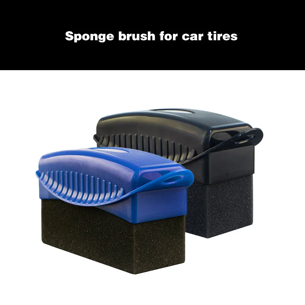 Car Tires Waxing Polishing Sponge Brush with Cover ABS Washing Cleaning Tire Wheel Rim Trim Contour Shine Pad Sponge Foam Brush