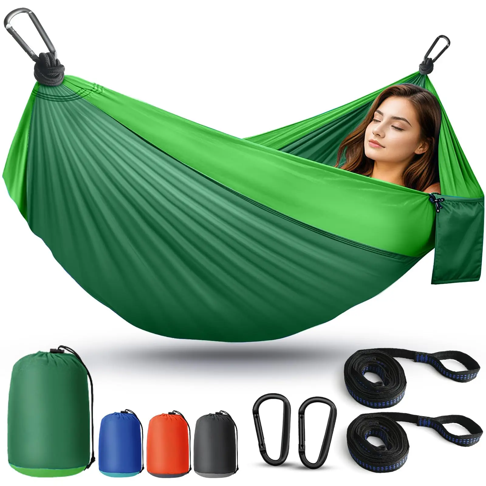 

Camping Hammock Lightweight, Portable Hammocks Parachute Hammock with Two Tree Straps, Single or Double Travel Swing Nylon Camp
