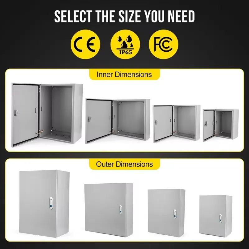 Metal Enclosure IP65 Waterproof Junction Box Impact Resistance Electric Distribution Box Wall Mount Cold Rolled Steel Box