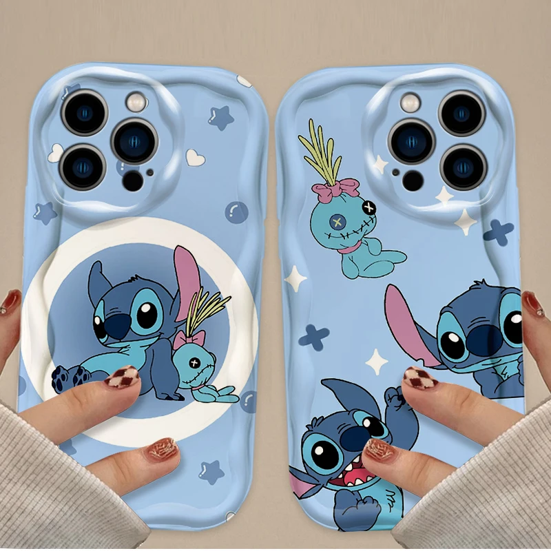 Funda de teléfono de silicona Disney Stitch para IPhone 16 15 14 13 12 11 Pro Max Plus 16E XR XS X 7 8 Wave cubierta a prueba de golpes