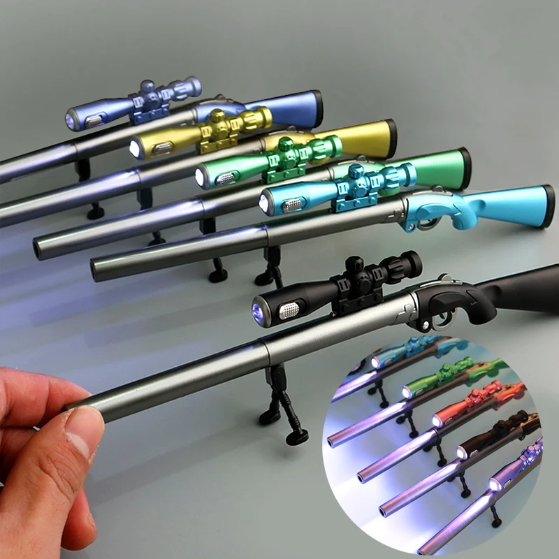 1 Pcs Creative Plastic Rifle LED Light Gun Shape Gel Pen 98K Weapons Pen Kids Gift Toys School Supplies Stationery