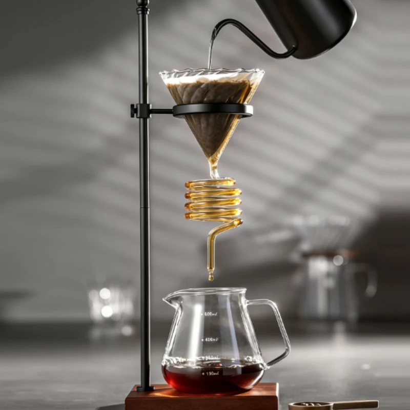 Hand Drip Coffee Stand with Snake Tube Dripper, Creative Coffee Brewing Set for Beginner & Professional Barista