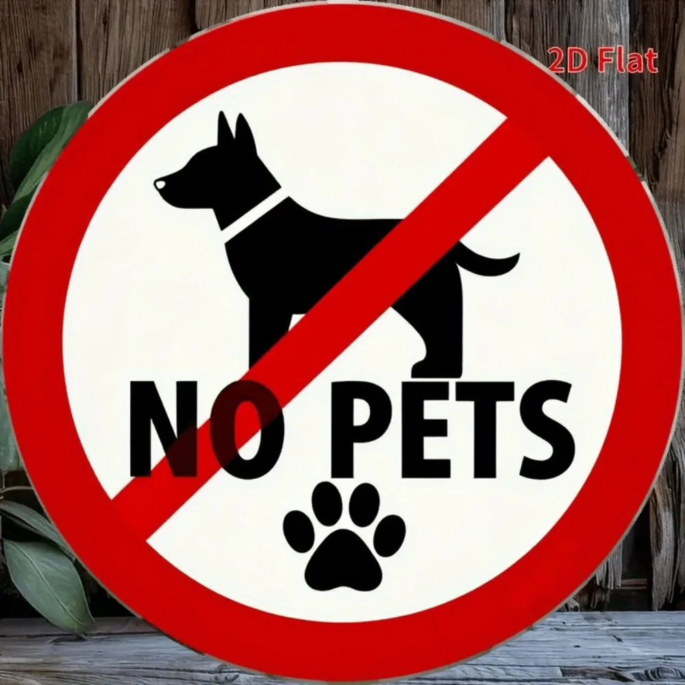 Panneau « Pas de chiens » rustique de 7,8 pouces - Avertissement de interdiction en métal avec motif cercle rouge pour montage mural ou sur porte
