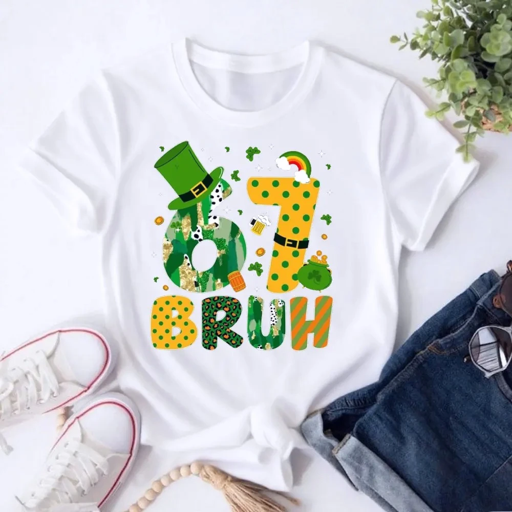 St. Patrick’s Day 67 Bruh Shirt Funny Irish Lucky Shamrock Graphic Tees Unisex Women Tees 2026 New Summer Women Tops Y2k Shirt