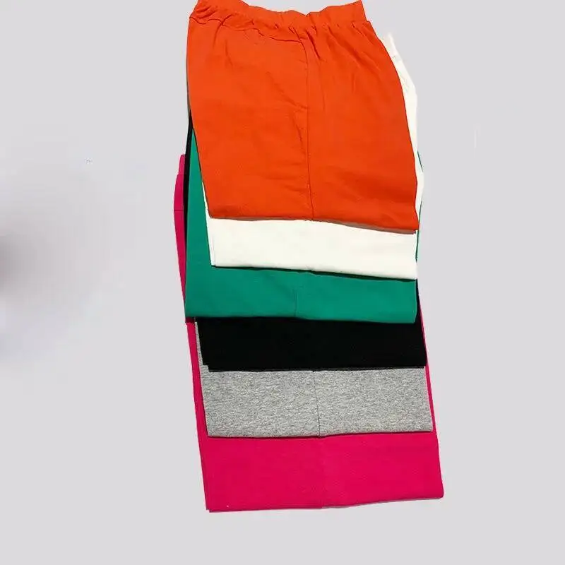 2025 Summer Women Pants Casual High Waist Solid Color Calf-Length Capris Pants Korean Fashion Women's Breeches 3XL