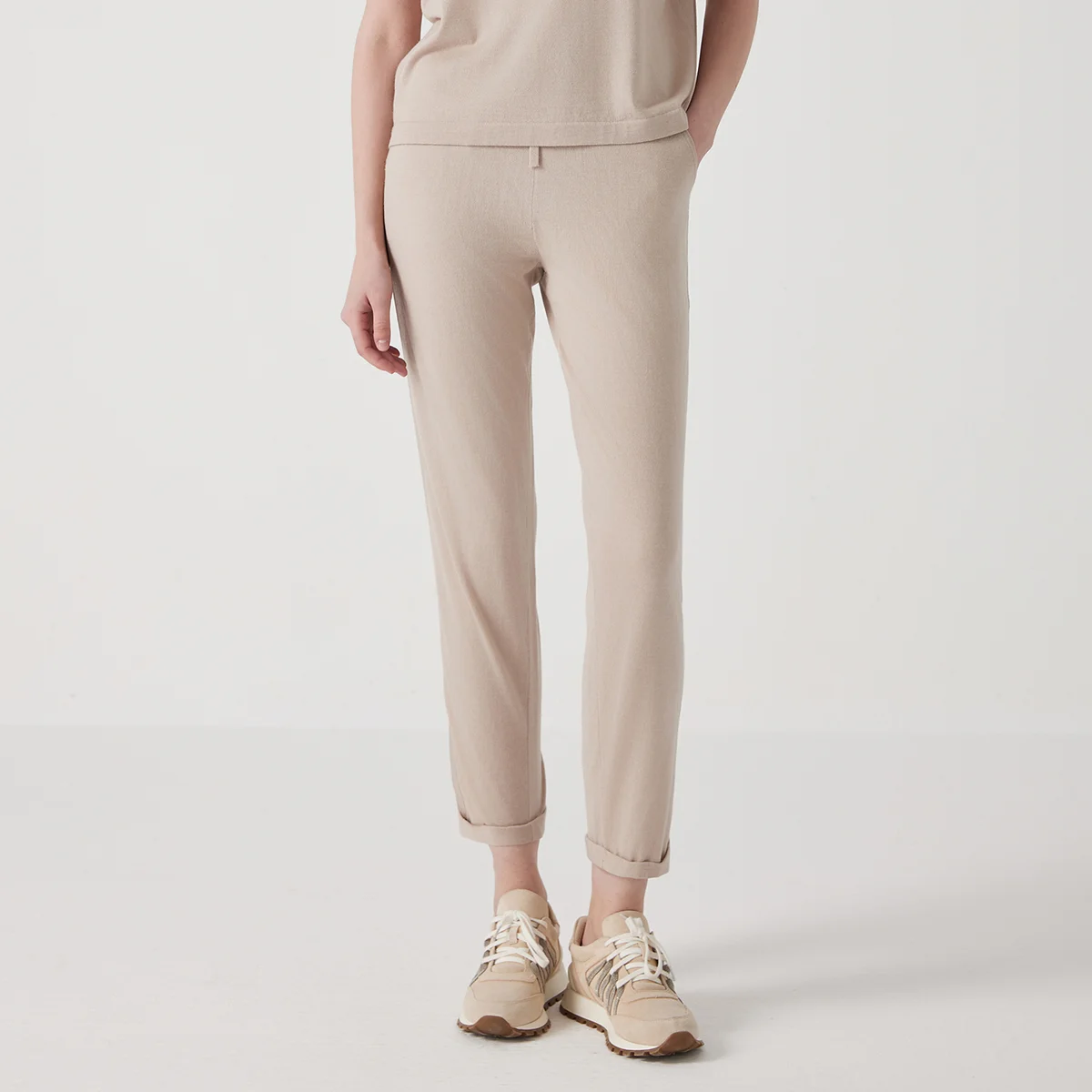 BC1101 Luxury Women's Silk Blend Merino Wool Pants High Quality Long Trousers 30% Silk 70% Wool Wear