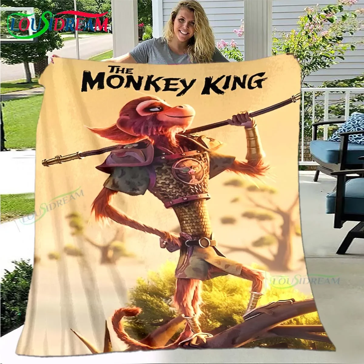 

Role The Monkey King Printed Four Seasons Blanket Sofa Cover Travel Bed Plush Blanket Travel Office Break Blanket Birthday Gift