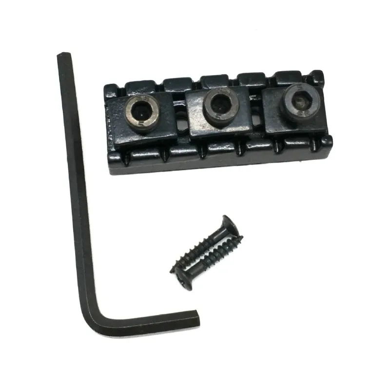 Um conjunto de porca de bloqueio de metal de 42mm para sistema tremolo Floyd Rose, peças de reposição de bloqueio de corda de guitarra elétrica com parafusos e chave
