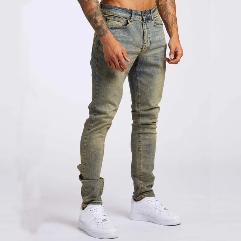 

New Men Stretch Skinny Jeans 2024 Casual Slim Fit Trousers Male Washing Zipper Plus Size Pencil Pants Denim Skinny Jeans for Men