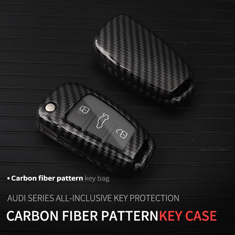 

Carbon Fiber car key case bag For audi a1 a3 8p 8l a4 a5 b6 b7 A6 A7 C5 C6 4F Q3 Q5 Q7 Q8 TT S3 S4 S6 RS key housing accessories