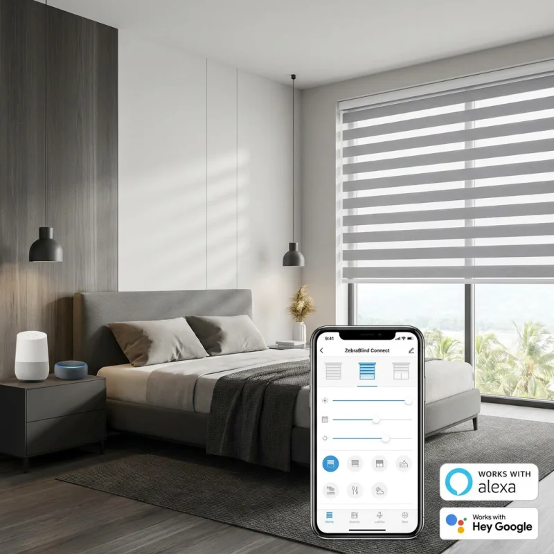 Fast Shipping Smart Day Night Zebra Blinds Adjust Light Phone App Wifi Control Type-c Charge Dual Zebra Shades For Living Room