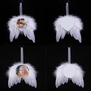 Angel Wings Love Pendant Sublimation Blank Ornaments Feather Design Decoration For New…