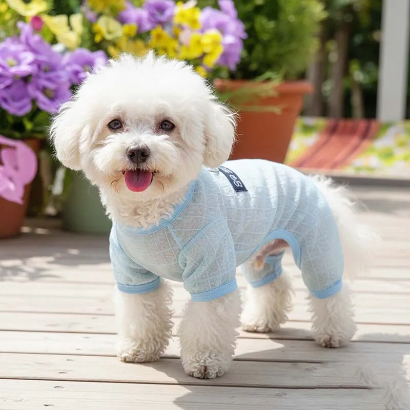 Macacão de Verão Respirável em Malha para Pets com D-ring, Roupa Leve de Quatro Patas para Cães, Antidesgaste, para Cães Pequenos e Médios