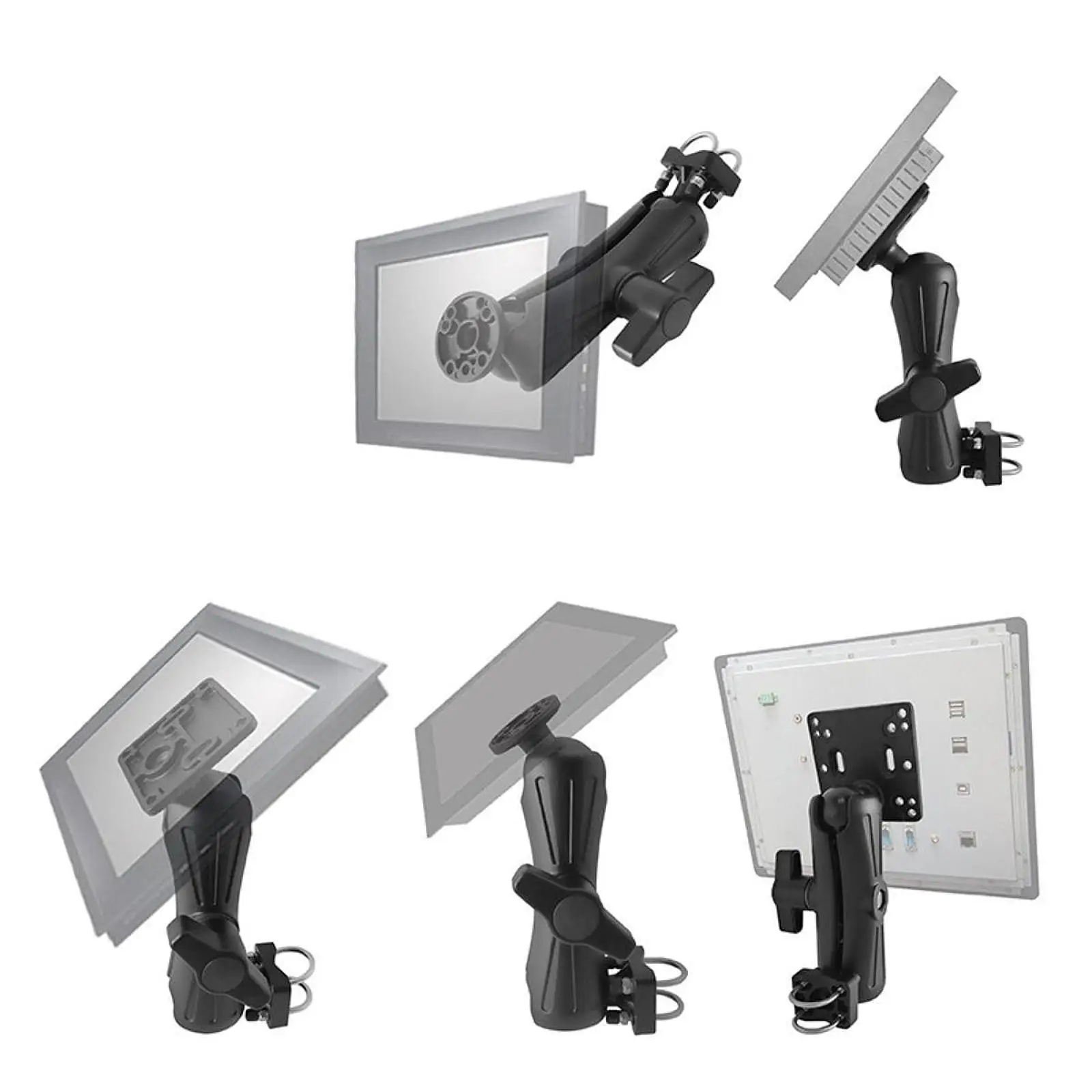 Aluminum Alloy 2.25 Inch Ball Mounts Double U Bolt Base with Rectangle Plate Black for Logistics Vehicle Setup