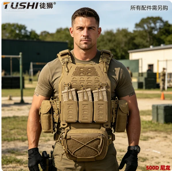 

500D Tactical Plate Carrier Vest, Quick Release Modular MOLLE Vest For Outdoor Airsoft Training
