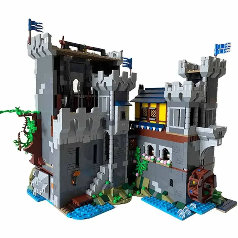 Moc Fortress Model Building Blocks para Criança, Tijolos Técnicos, Montagem DIY, Brinquedos de Construção, Castelo Blue Knight, Presentes de Férias