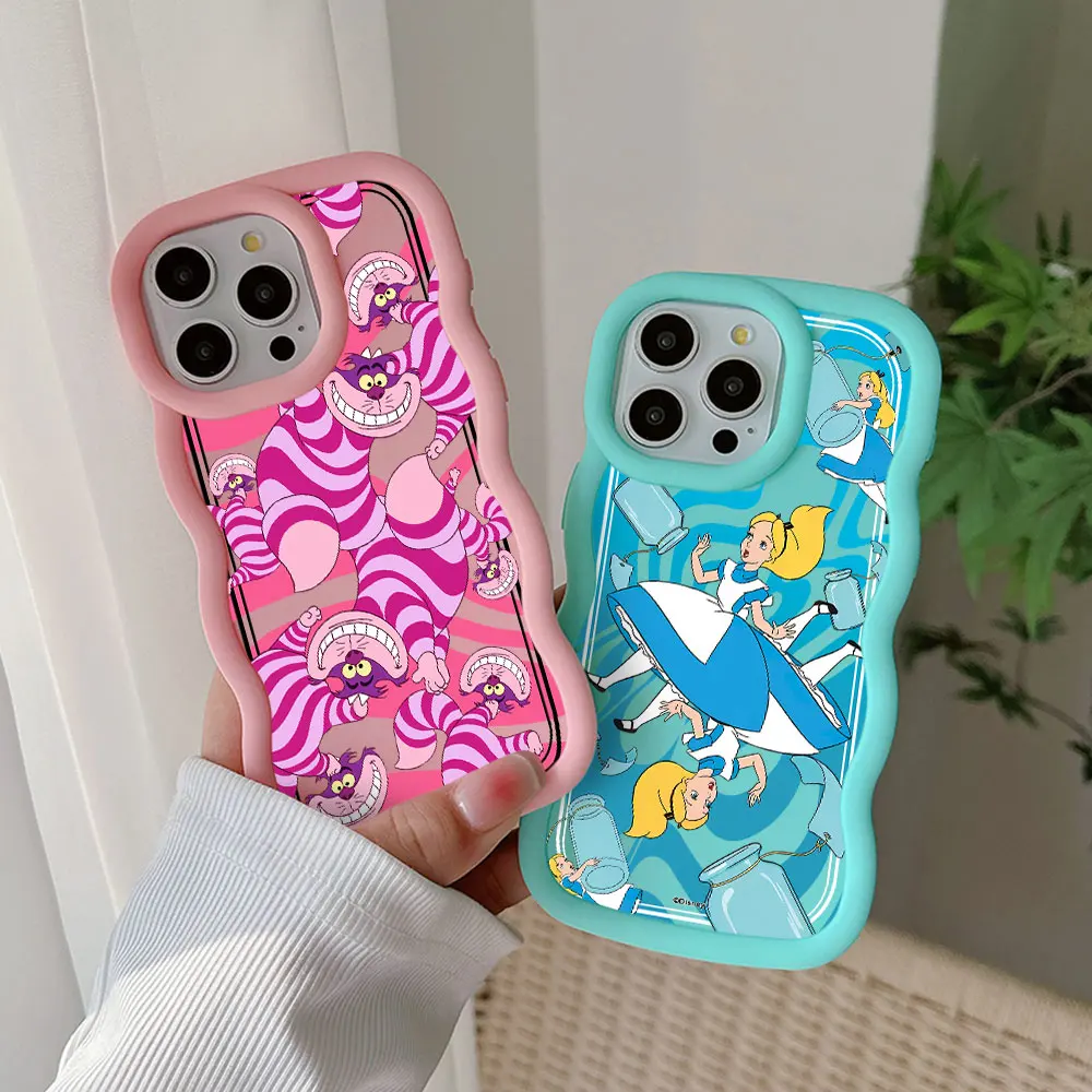 Cute Alice In Wonderland Disney Phone Case for IPhone 16 15 14 13 12 11 Pro Max XR XS X 7 8 Plus SE20 Candy Color Back Cover