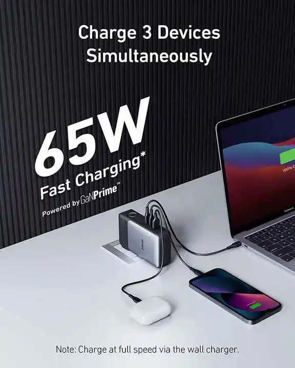 TLF Anker 733 GaNPrime 파워뱅크 10000mAh 파워코어 65W 2-in-1 하이브리드 충전기 30W USB-C 휴대용 충전기 및 65W 벽면 충전기