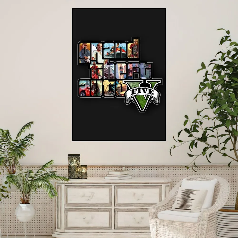 Grand Theft Auto V GTA5 Poster Prints Wall Sticker Painting Bedroom Living Room Decoration Office Home Self Adhesive