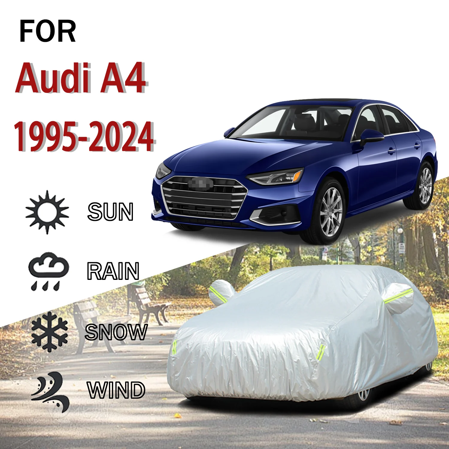 

For Audi A4 1995-2024 Outdoor Protection Full 190T Car Covers Snow Cover Sunshade Dustproof Cover Car Exterior Accessories