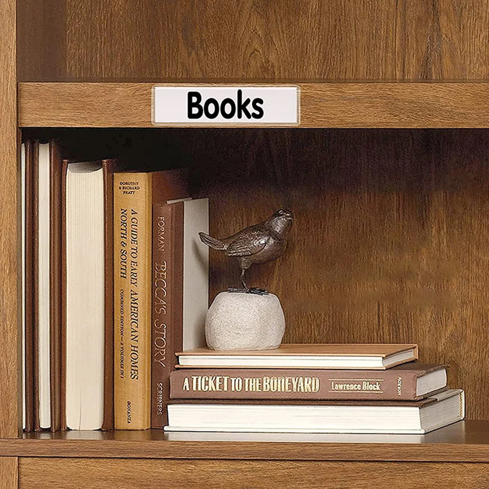 Portatarjetas transparentes autoadhesivos, Material de PVC, fuerte dureza, fácil inserción para pizarras blancas, carpetas, estanterías, 50 Uds.