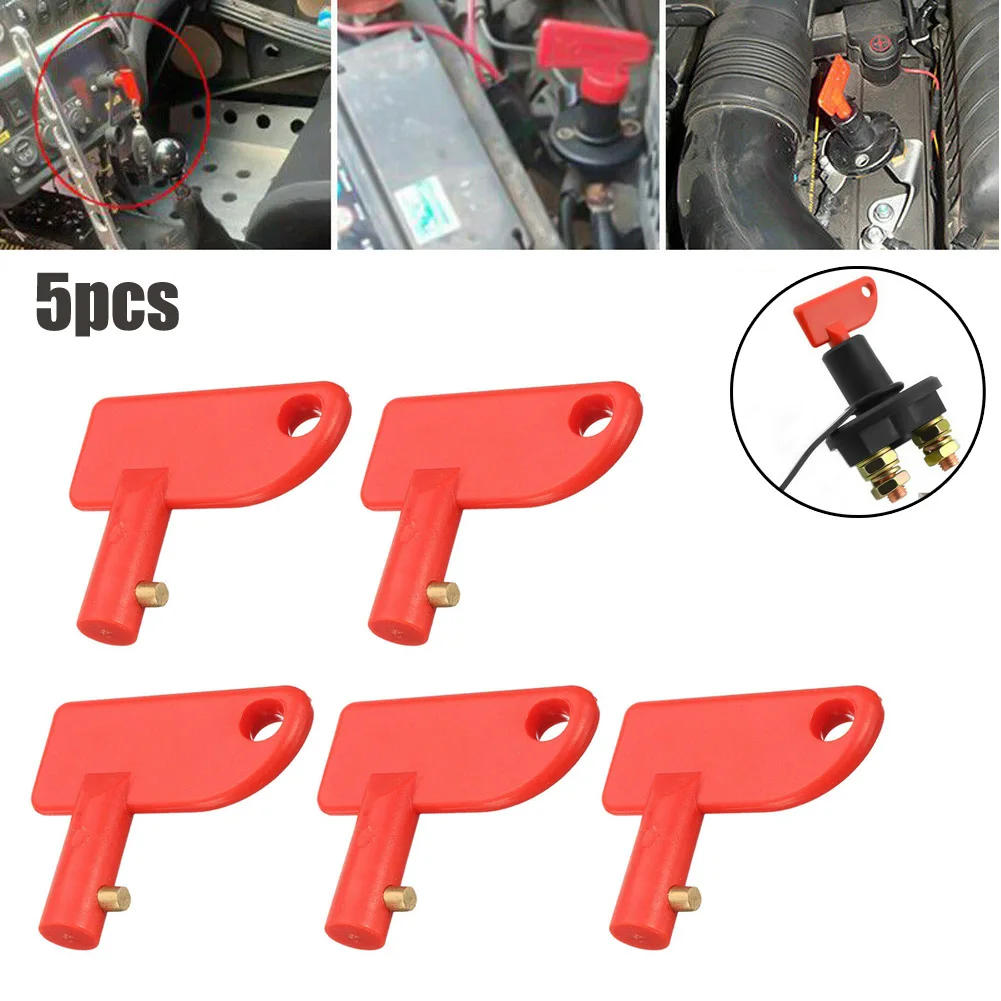 

5pcs Car Spare Keys For Battery Isolator Switch Power Kill Cut Off Switch For Marine/Boat/Truck ABS Plastic Red Keys Auto Parts