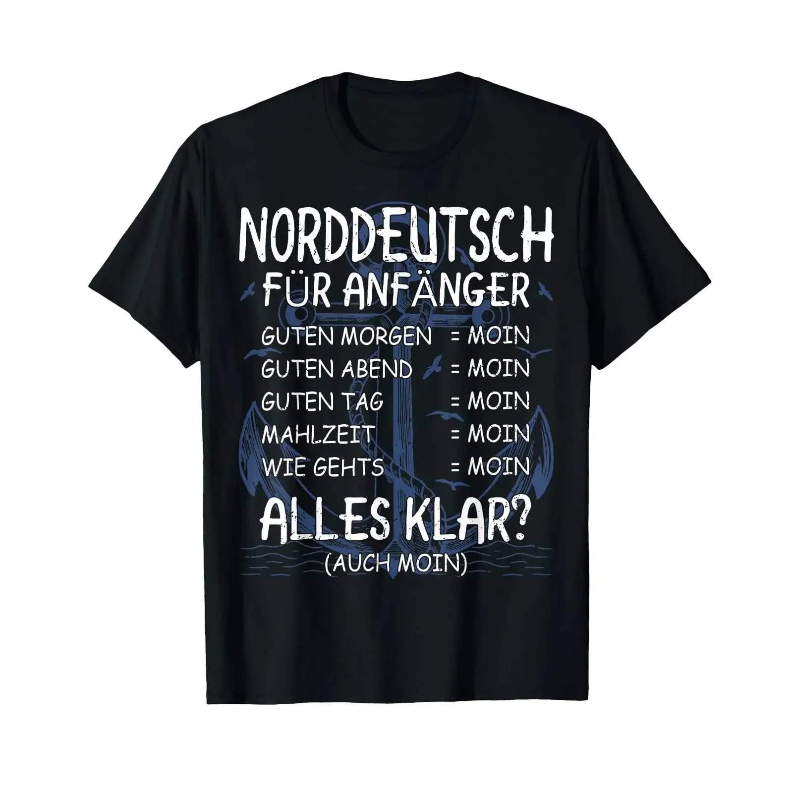 T Shirt North German for Beginners Moin Saying Coast Germany vintage Washed designer clothes Soft Stylish homme fashion