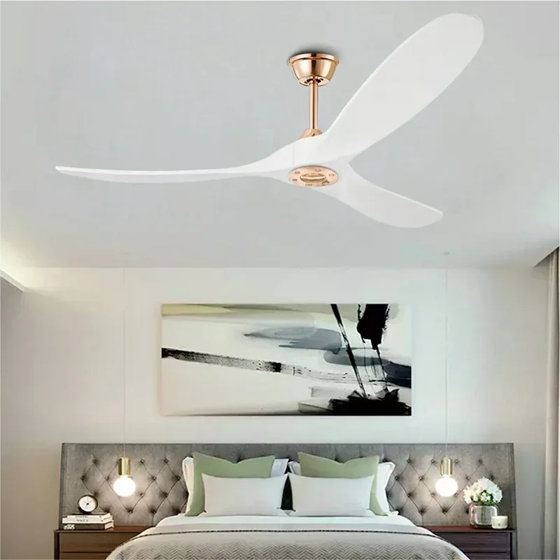 Strong Wind Frequency Conversion Wood Ceiling Fan LED Lights with Remote Control for Living Room Bedroom Restaurant Pendant Lamp