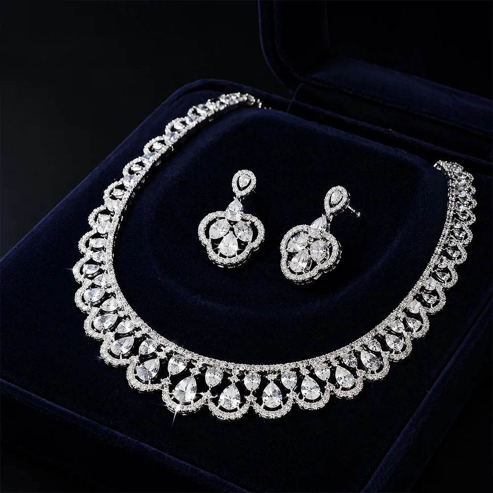 Necklace And Earring Set Cubic Zirconia Bridal Jewelry Sets For Wedding Women Necklace Party Prom Jewellry Gift